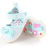 PUERI ベビーシューズ　柔らかい靴底　サンダル　ストライプ　花柄　蝶結び　女の子　出産祝い　プレゼント　夏（0-18ヶ月） (L, ミントグリーン)