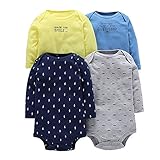 子供服 POTOJP 無地 カバーオール 男の子 女の子 冬 新生児 長袖 ベビー服 赤ちゃん 肌着 ボディスーツ ロンパース コットン ブレンド製 満月/出産祝い/普段着 4点セット (A, 90)