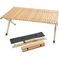 【即購入OK】新品未使用・未開封　キュリアス　ロールトップテーブル　ウッド ロールトップテーブル W100×D60×H44cm 天然木 収納バッグ付き