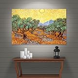 ArtWall Vincent Vangogh's Olive Trees with Yellow Skies and Sun Gallery Wrapped Canvas 24 by 32-Inch