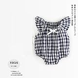 SARIA 春秋最新発売　可愛い女の子用　チェック柄　ノースリーブロンパース 新生児 服　肌着 柔らかいカバーオール　子供　キッズ　ガールズ (73cm)