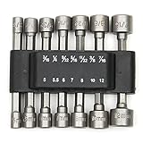 yuekute 14pcロットの1 /4 " 3 /16 9 /32インチ六角早変わり電源ナットドライバーソケットビットアダプタドリルビットセットメトリックソケットStrongスリーブforレンチねじ