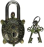 AVS STORE Turtle Monasteryロック – Solid Brass with aの自然Patina美しく装飾南京錠。Ornamentalアンティーク手作りロックをセキュリティとスタ