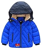 (トヨベイ)Toyobuy 厚手 子供 中綿 コート キッズ ブルゾン 女の子 ジャケット フード付き 男の子 防寒 ブルー 110