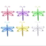 ドラゴンフライ装飾3 " Assorted Mini XS Wire Hangingナイロンメッシュトンボ6 Pieceデコレーションセット装飾赤ちゃん保育園寝室女の子部屋壁ウェディング誕生日パーティ