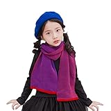 7-14歳子供用マフラー 女の子 男の子 両面使え 大判 ロング丈 ニットストール ネックウォーマー スヌード 防寒スカーフ 柔軟 暖かい お出かけ用 男女兼用 編み物 混色 秋冬春 おしゃれ レッド