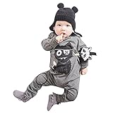 Chinatera赤ちゃん男の子女の子長袖ロンパースCartoon Wolf Print Jumperボディスーツ カラー: グレー