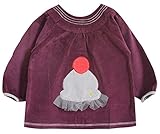 Alec&yule 子供スモック 幼稚園 女の子 お食事エプロン 子供前掛け 離乳食用 食べこぼし防止 お砂場着 防水 給食着 子供外食用 ユーデユロイ製 秋冬 ラベンダー 110