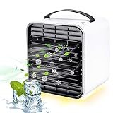 【2020改良版】 卓上冷風扇 USB ミニエアコンファン TTMOW 4in1 夜間LEDライト 2000mAh電池内蔵 冷却 加湿機 空