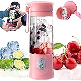 ポータブルミキサー ポータブルジューサー USBパーソナルミキサー ミニジューサー USBジューサーミキサー スムージーミキサー ミニポータブルミキサー 保護機能付き 操作簡単 栄養補充 ジューサー果物 野菜 青汁 手作り (ピンク)