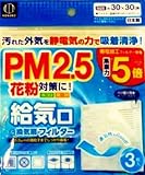 給気口＆換気扇フィルター ３枚入り　汚れた外気を静電気の力で吸着洗浄　花粉対策 KM-262