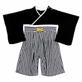 袴ロンパース フォーマル カバーオール 男の子 男児用 和柄 はかま 着物 和服 j-444 90cm 灰/さくら家紋