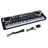 電子 デジタルキーボード 61キー 6デモソング/16音色/10リズム 高音質 多機能 電子ピアノ マイク付き 電源アダプター付き 楽器勉強 知育おもちゃ