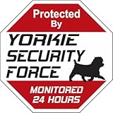 YORKIE SECURITY FORCE サインボード：ヨーキー ２４時間監視中 セキュリティ 英語 看板 MADE IN U.S.A [並行輸入品]