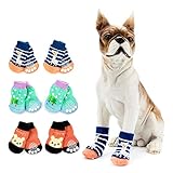 KUVEELA PET 犬用ソックス ハイソックス ロングソックス 犬靴下 犬用シューズ 肉球 関節 保護 滑り止め 防寒 汚れ防止 老犬 猫 室内用 ランダム（ Ｌ、８個）