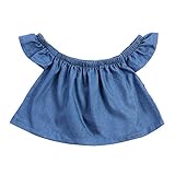 Domybest　ベビー服　子供服　女の子　トップス　Tシャツ　ブラウス　オフショルダー　女の子　ガールズ　 春　夏　秋　通園 日常着　お出かけ　 カジュアル (110（3-4歳）)