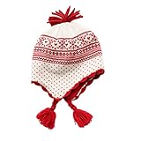 C-Princess秋冬 防寒 子供用 ニット 帽子 ハット ベビー キッズ 赤ちゃん 女の子 ガールズ 幼児 雪柄 かわいい お出かけ 出産祝い (S, Aホワイト)