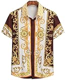 LAVDE メンズ 総柄シャツ アロハシャツ 半袖 フラワー プリント 薄手 大きいサイズ ストリート 欧米風 速乾 夏着-LA29-06-2XL