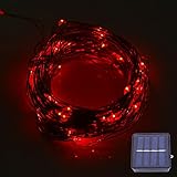 Ruanyi 赤い12W 100LEDソーラー銅線LEDストリングライト屋外防水妖精ランプウェディングクリスマスの装飾