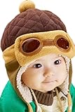 (SCGEHA) ベビー キッズ パイロット 帽子 キャップ フリース 防寒 もこもこ 耳あて 4カラー (ブラウン)