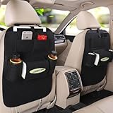 汎用バックシートポケット/バックシートポケット 車 収納 シート カー用品 車内アクセサリー 便利 車載ポケット ティッシュカバー (ブラック)