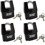 4パックのNuSet NuSet同じKeyed 2 – 1 / 2 " 64 mm高セキュリティ南京錠、Shroudedシャックル、ラミネートスチール
