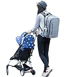 YJP マザーズ リュック 大容量 ママ バッグ 保温哺乳瓶ポーチ付 人気 (グレー)