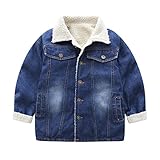 Wedding Room　秋　冬　子供服　デニム　コート　　裏起毛　長袖　　キッズ　ベビー　ジャケット 　女の子　　防寒対策　幼稚園 (90cm)