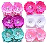 Qandsweet 6 Pairs Baby Girl's Barefoots Sandals Crystal Flower Feet Accessories (6 Colors) (3" Flowe