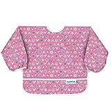 バンキンス 油が落ちるスリーブビブ【日本正規品】柔らかくて軽量 洗濯機で洗えてすぐ乾く お食事用防水ビブ 長袖タイプ 6~24ヶ月 Love Birds(ピンク) ベルクロタイプ SUV740