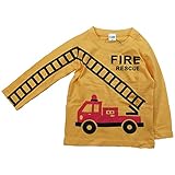 【春秋冬物対応】 CHEEK ROOM(チイクルーム) 製品洗い加工済み42/2天竺消防車長袖Tシャツ 100cm/YE NO.B-480204