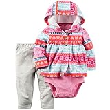 カーターズ（Carter's）女の子用ピンクフェアアイルフード付きフリースジャケットお出かけ用上下3点セット (12months(72-78cm)) [並行輸入品]