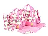 Laminated Water Proof Insulated Thermal 5pcs Baby Nappy Changing Hospital Bag (Pink Flower) by just4
