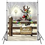 3X5Ft Silk Christmas Deer Light Thin Photography Studio Backdrop