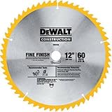 DEWALT DW3126 Series 20 12-Inch 60 Tooth ATB Thin Kerf Crosscutting Miter Saw Blade with 1-Inch Arbo