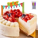 誕生日ケーキ 人気 飾り あり ピック バースデーケーキ お祝い ミルクレープ シュシュクレープ(4号サイズ, ホワイト)