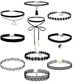 レディースブラックベルベットチョーカーネックレス女の子のためのレースチョーカータッセルゴシックタトゥーチェーン 黒