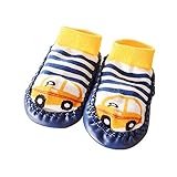 アンチスリップベビーソックス厚みのバージョン（ネイビーブルー、車のパターン13センチ）
