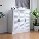 下駄箱 ルーバーシューズボックス 下駄箱 奥深 玄関収納 通気性抜群 90cm幅 ホワイト NCH3160WH