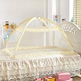 AUTOINBOX 蚊帳 ベビー キッズ ワンタッチ蚊帳 縦90×横120×高さ80cm 赤ちゃん 子供 (イエロー)