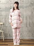 犬印本舗 fairy フェアリー マタニティ パジャマ 授乳口付き フリース ハウスウェア 妊婦服 産前 産後 あったか 長袖 M ～ L ピンク ボーダー 22141 22141102