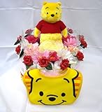 ご出産お祝い＜おむつケーキ＞　リーズナブルなお値段のかわいいおむつケーキ　ディズニーE (くまのプーさん）