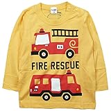 【秋冬春対応】 CHEEK ROOM(チイクルーム) 製品洗い加工済み42/2天竺消防車長袖Tシャツ 110cm/YE NO.B-480272