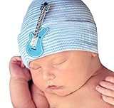 Melondipityブルースギター新生児少年病院帽子 – ブルーとホワイトストライプ
