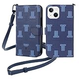 LANVIN COLLECTION FOLIO CASE SIGNATURE WITH NECK STRAP 手帳型ケース iPhone13mini 用[ Blue ]