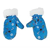 手袋 キッズ 男の子 女の子 スキー手袋 ジュニア 防寒 ミトン 裏起毛 暖かい ボア 保温防風素材 子供用 グローブ 雪遊び スキー スノボ 通学 可愛い クリスマス 誕生日 プレゼント ブルー