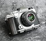 ウッドウッドハンドルハンドグリップ+アルミベースプレートLホルダー用OM-5ミラーレスカメラ (エボニー,ブラックベースプレート)