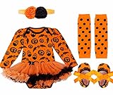 (フィーショー)FEESHOW　ハロウィン 魔女風　チュチュロンパース風スカート　4点セット　目立度MAX　パンプキン ベビー衣装　仮装 コスチューム イベント　テーマパーク　パーティー　写真撮影 0