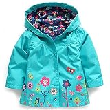 子供服子供のアウターウェア女の子素敵な花風と雨のジャケット女の子レインコート (100, ブルー)