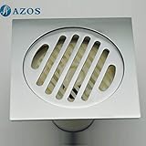 AZOS 真鍮製 銀色 浴室排水備品 地上用排水金具 方形 10CM×10CM PJDL014